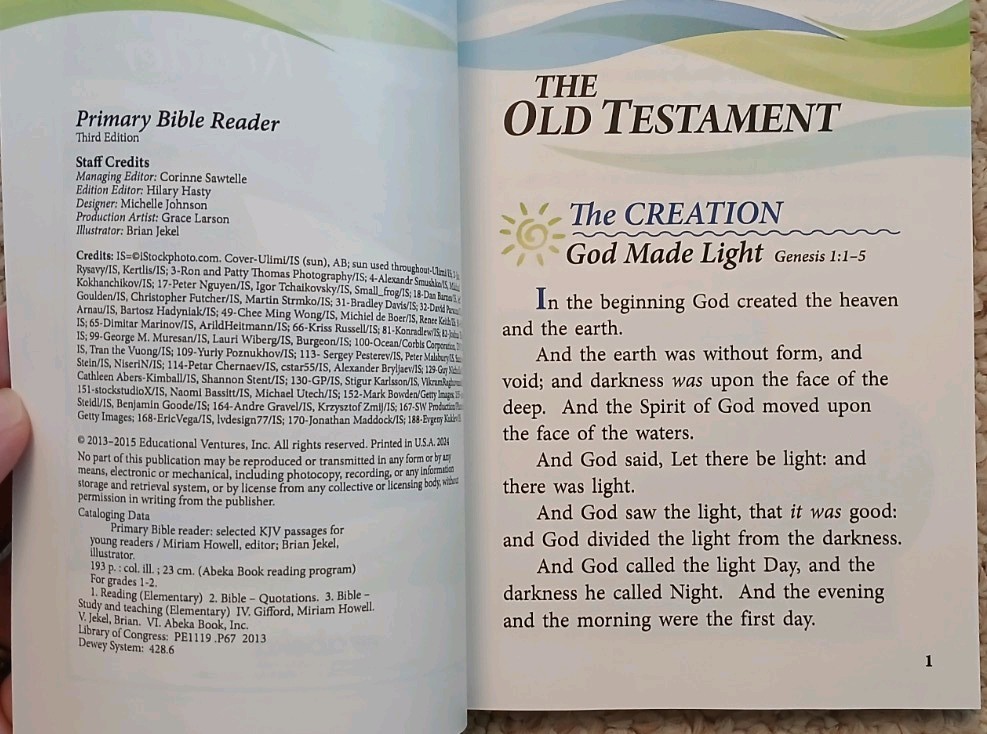 Abeka Primary Bible Reader 1st, 2nd & 3rd Grade Reading (3rd Edition) Brand NEW