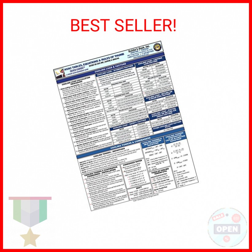 REVISED AND UPDATED! HVAC Tables, Equations & Rules of Thumb Quick-Card