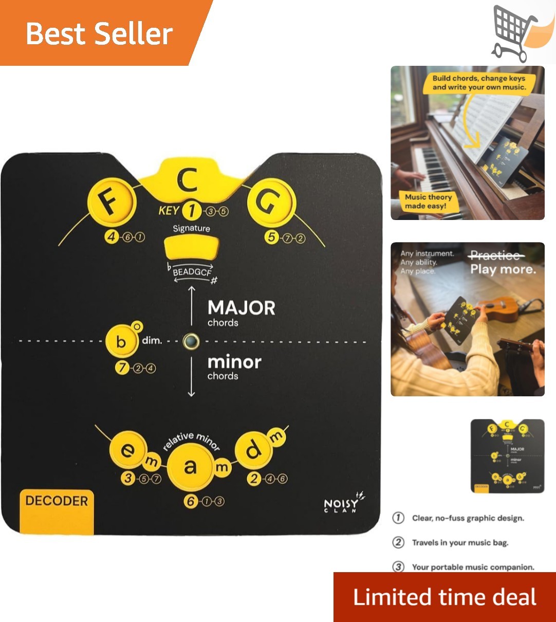 Music Theory Card Circle of Fifths Tool for All Instruments Learning Chords