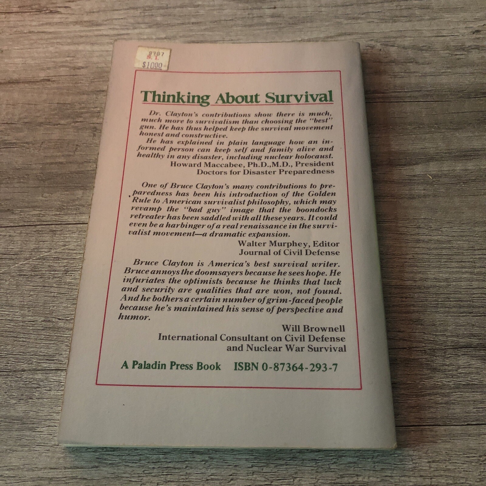 Thinking about Survival by Bruce Clayton (1984, Trade Paperback)