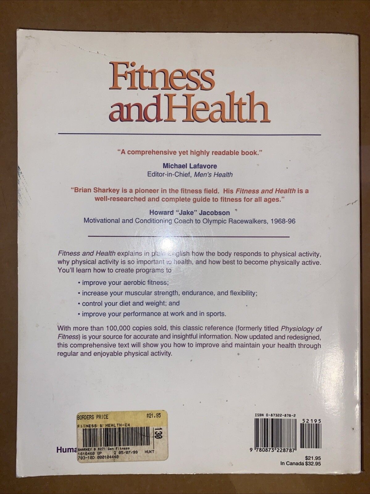 Fitness and Health by Brian J. Sharkey 1996, Trade Paperback 416 PAGES FREE SHIP