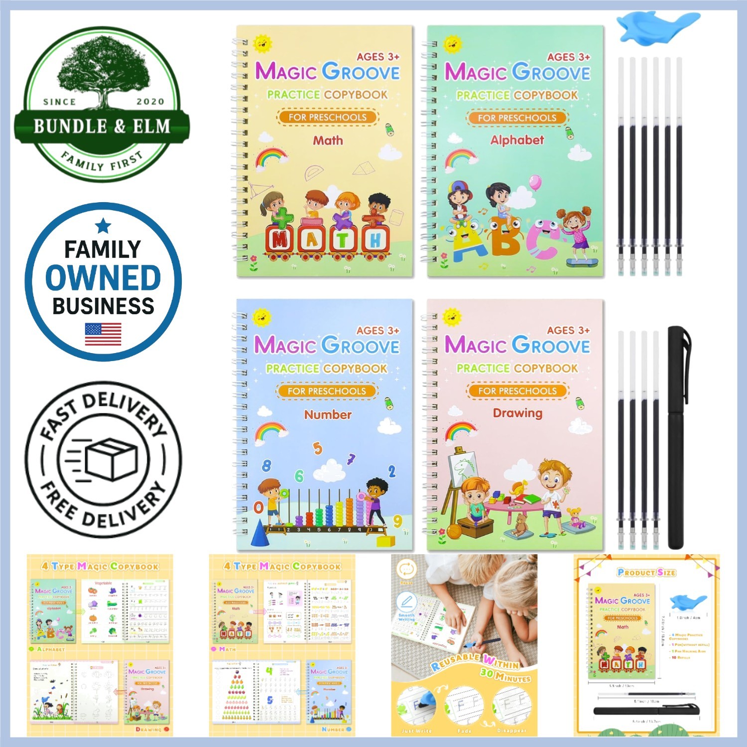 Magic Reusable Practice Copybooks Kids 3-8 Handwriting and Drawing Set