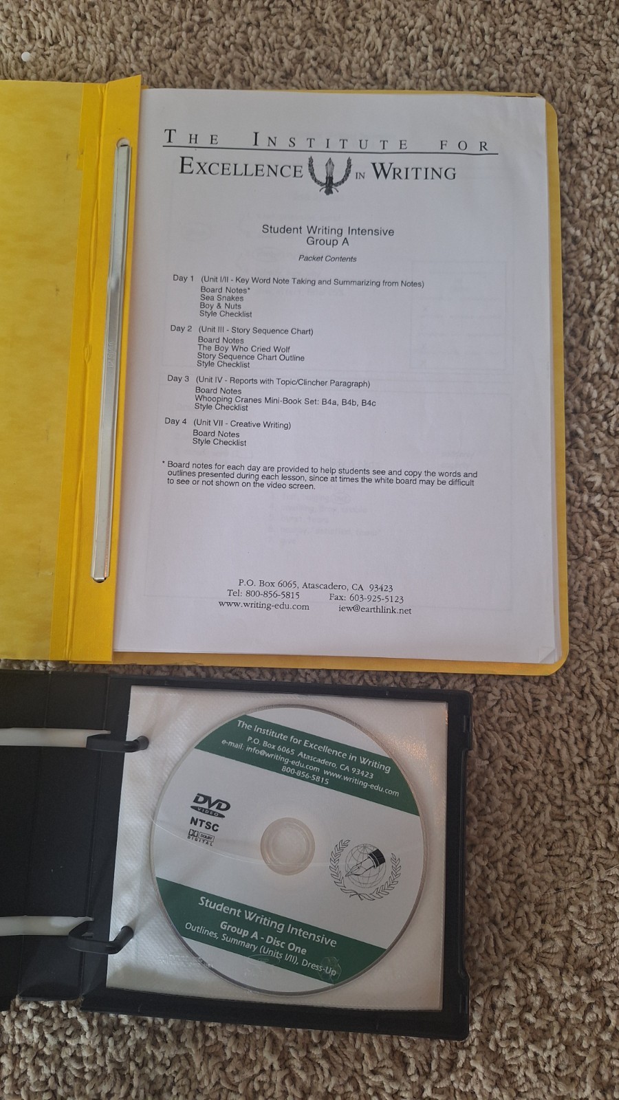 Institute For Excellence In Writing Student Writing Intensive Level A Manual DVD