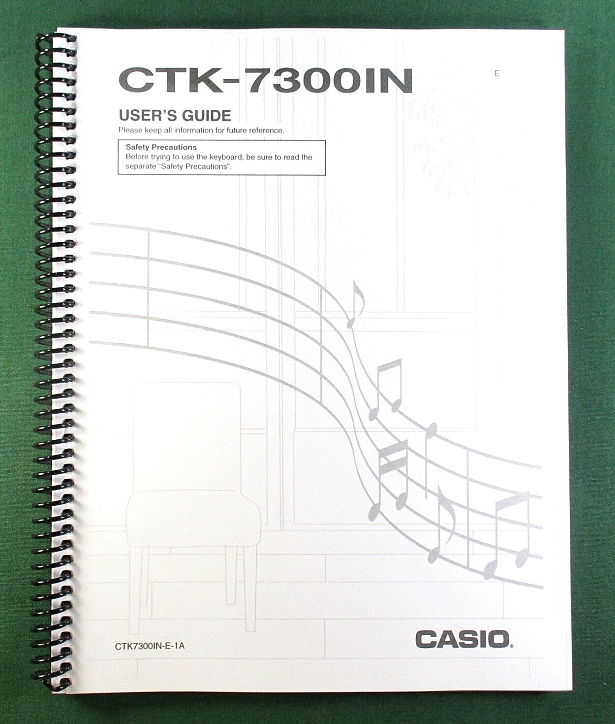 Casio CTK-7300IN Instruction Manual: 168 Pages Coil Bound & Protective Covers!
