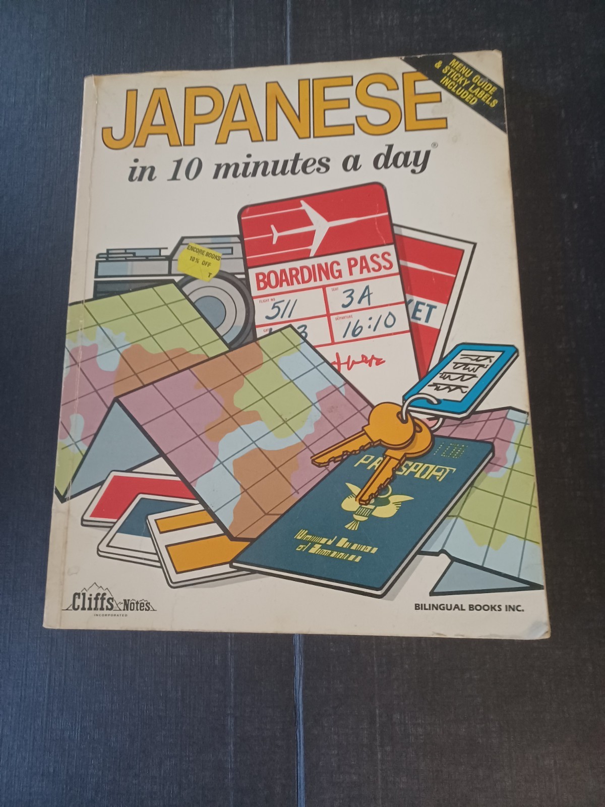 Japanese in 10 Minutes a Day Paperback Book w/ Sticky Labels by Kristine Kershul