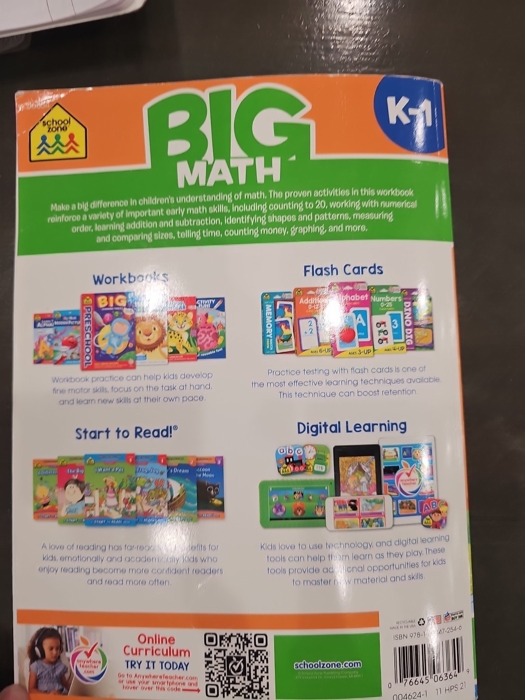 School Zone Big Math K-1 Workbook: 320 Pages, Kindergarten, 1St Grade, Numbers,