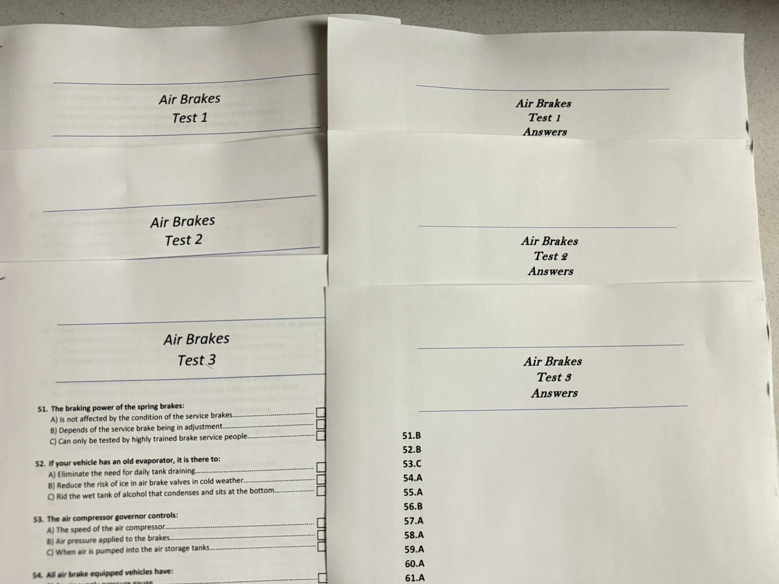 California DMV Commercial Class A written exam | Air Brakes, Combinations, Gener