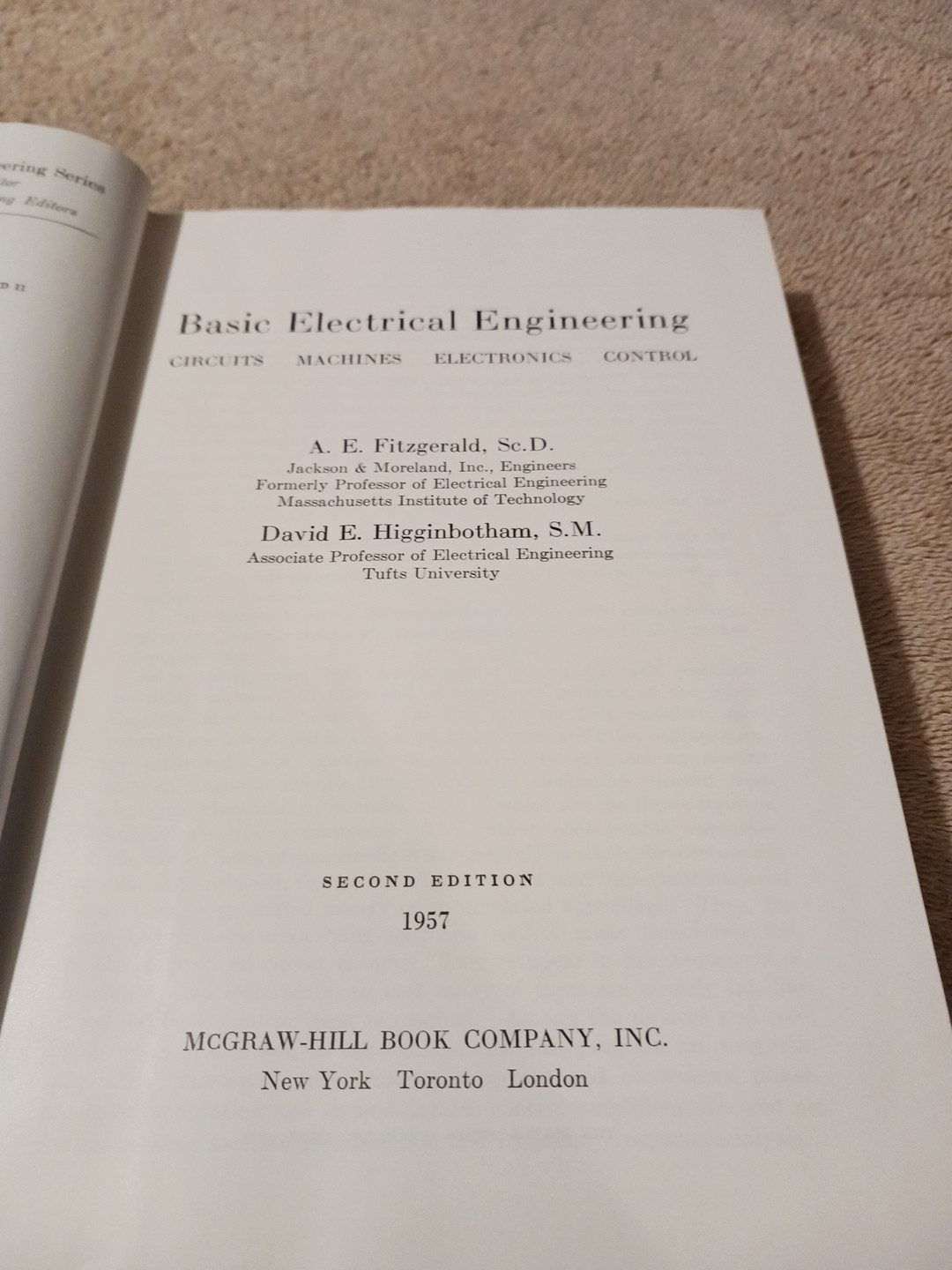 Basic Electrical Engineering Fitzgerald Higginbotham 1957 Second Edition Vintage