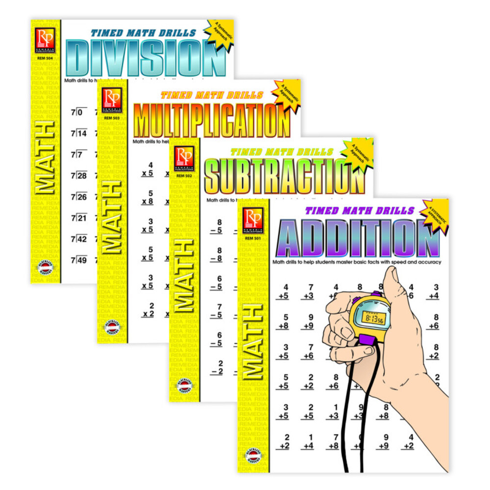 REMEDIA PUBLICATIONS REM505 Timed Math Drills: 4 Book Set