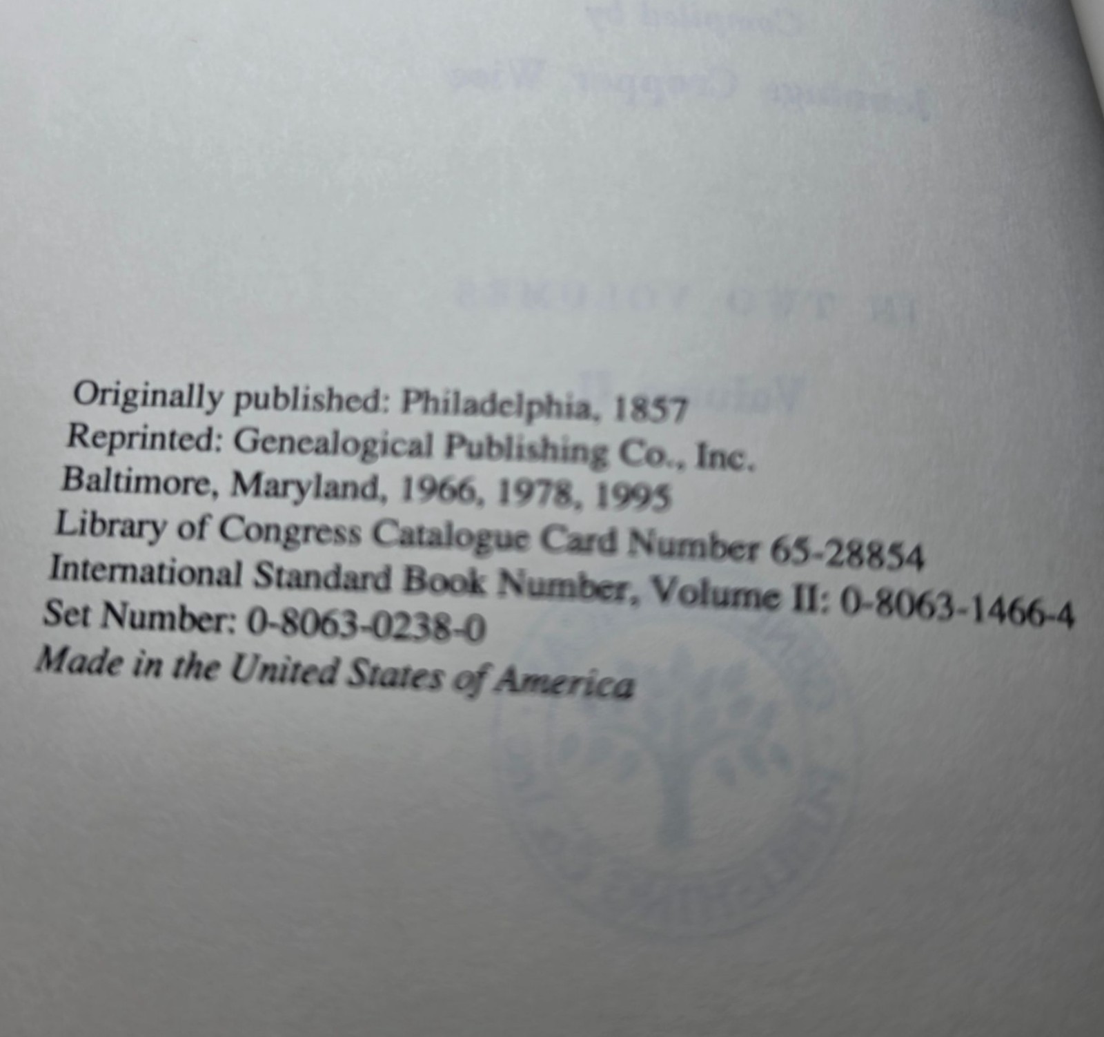 Old Churches Ministers And Families of Virginia Vol 1 & 2 Bishop Meade Reprint