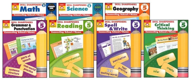 5th Grade 7-Subject Workbook Bundle Homeschool Curriculum 5