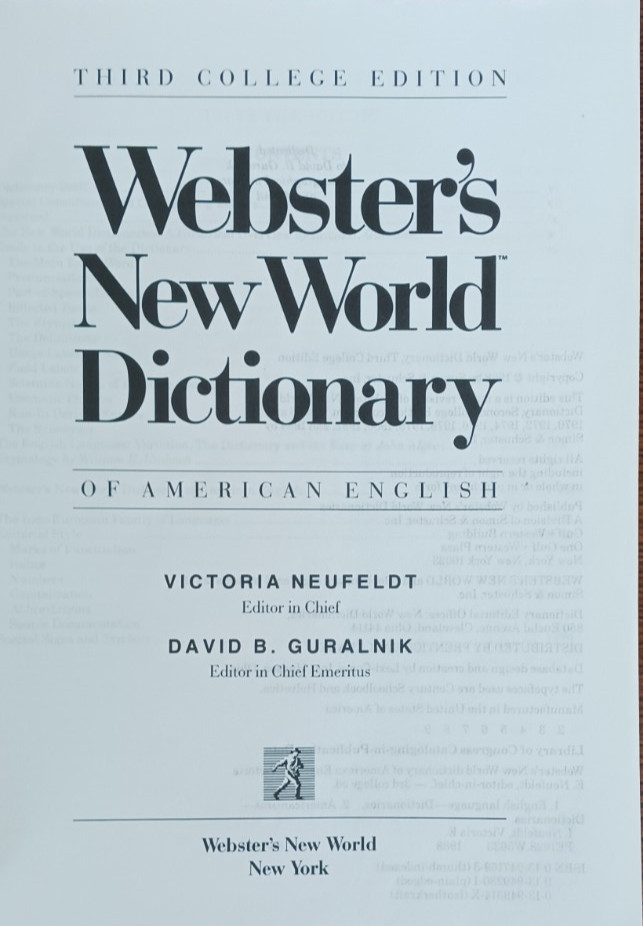 Websters New World Dictionary Third College Edition 1988 Hardcover
