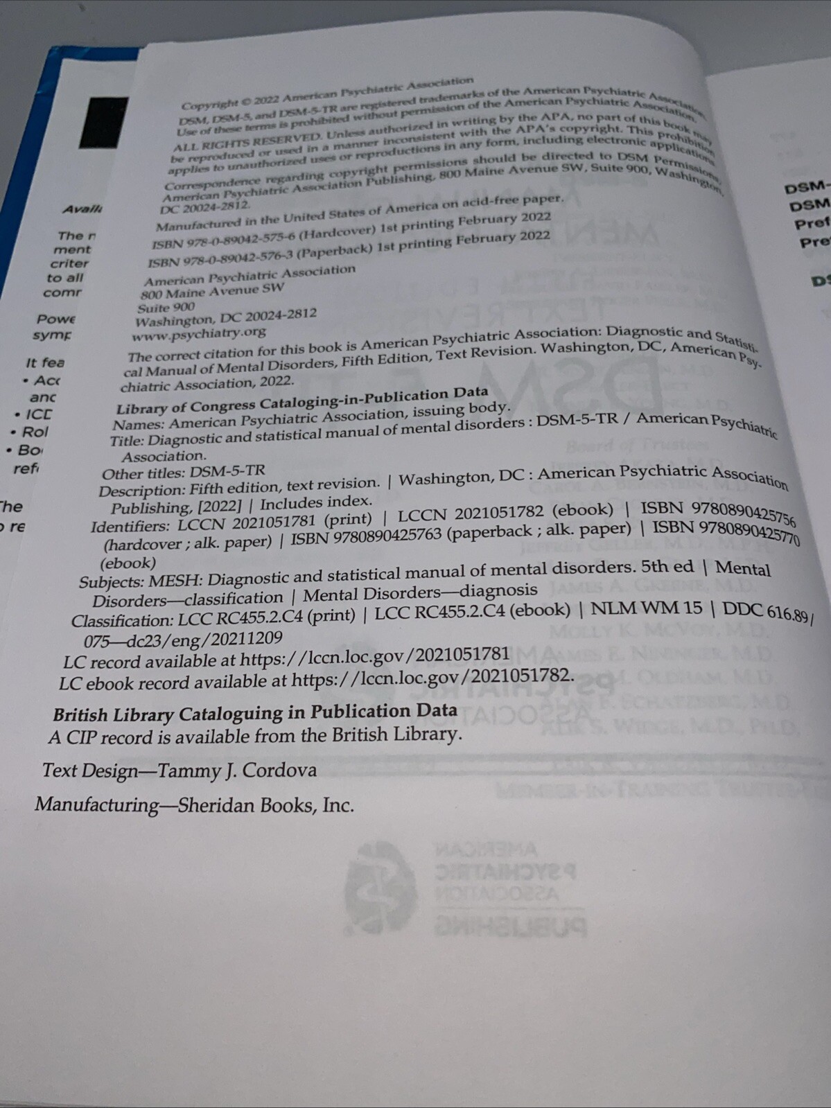 Diagnostic and Statistical Manual of Mental Disorders : DSM-5-TR Hardcover