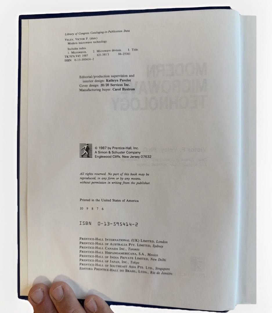 Vintage 1987 Modern Microwave Technology – Victor F. Veley – Prentice Hall HC