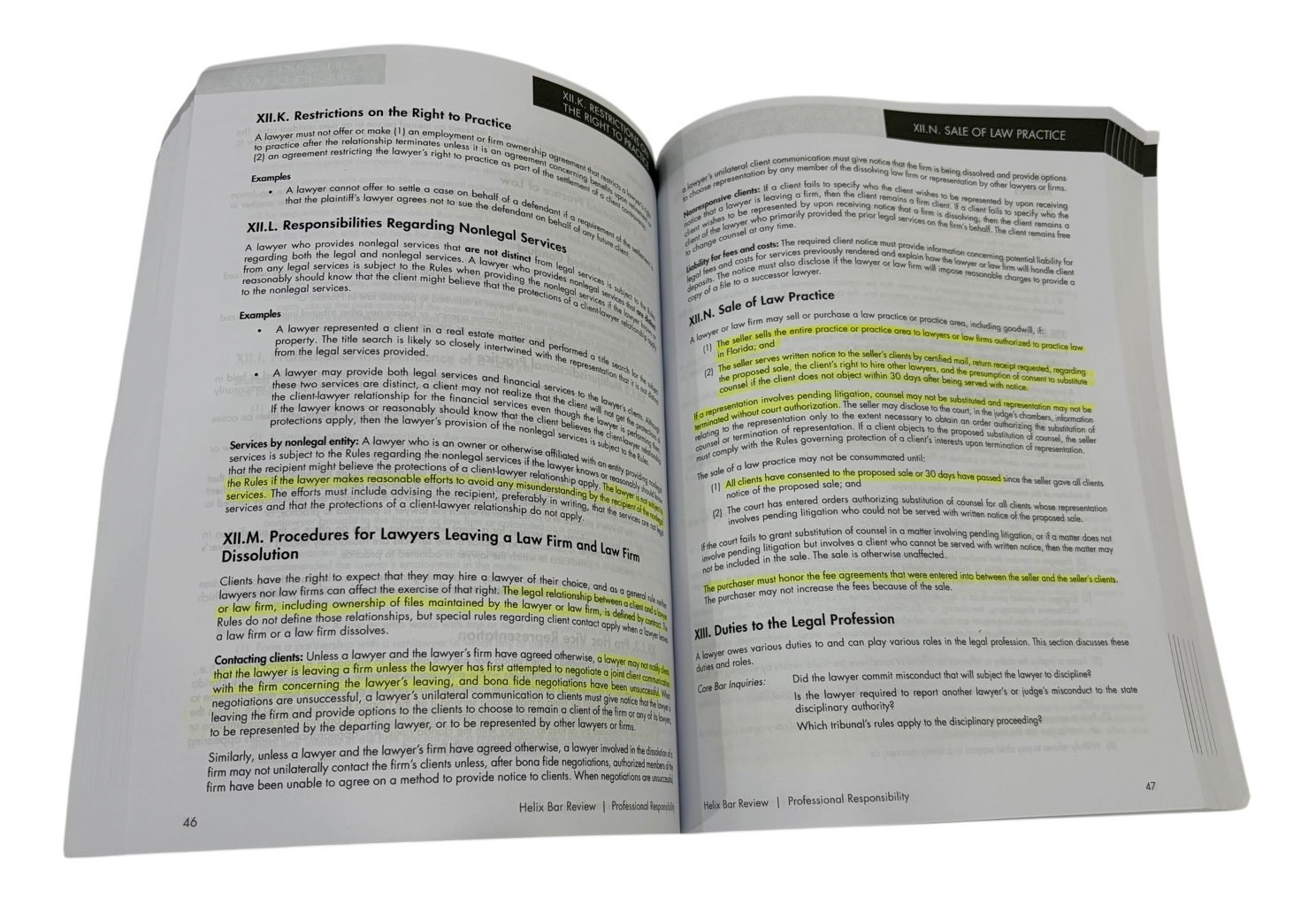 Helix Bar Review Florida Subjects Outlines 2024 Vol 2 Highlighted Notes
