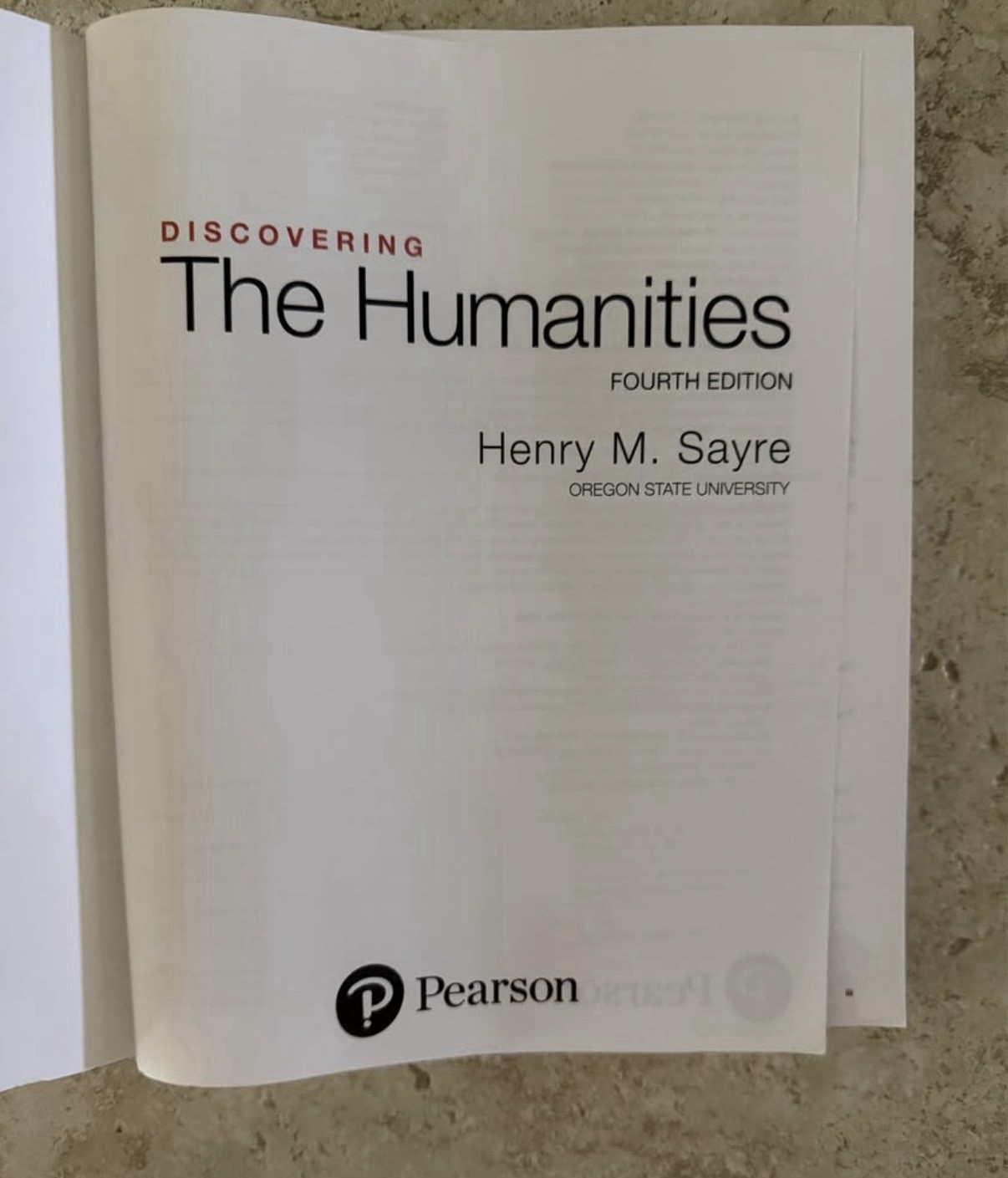 Pearson: Discovering The Humanities (Sayre) Paper Book 4th Edition