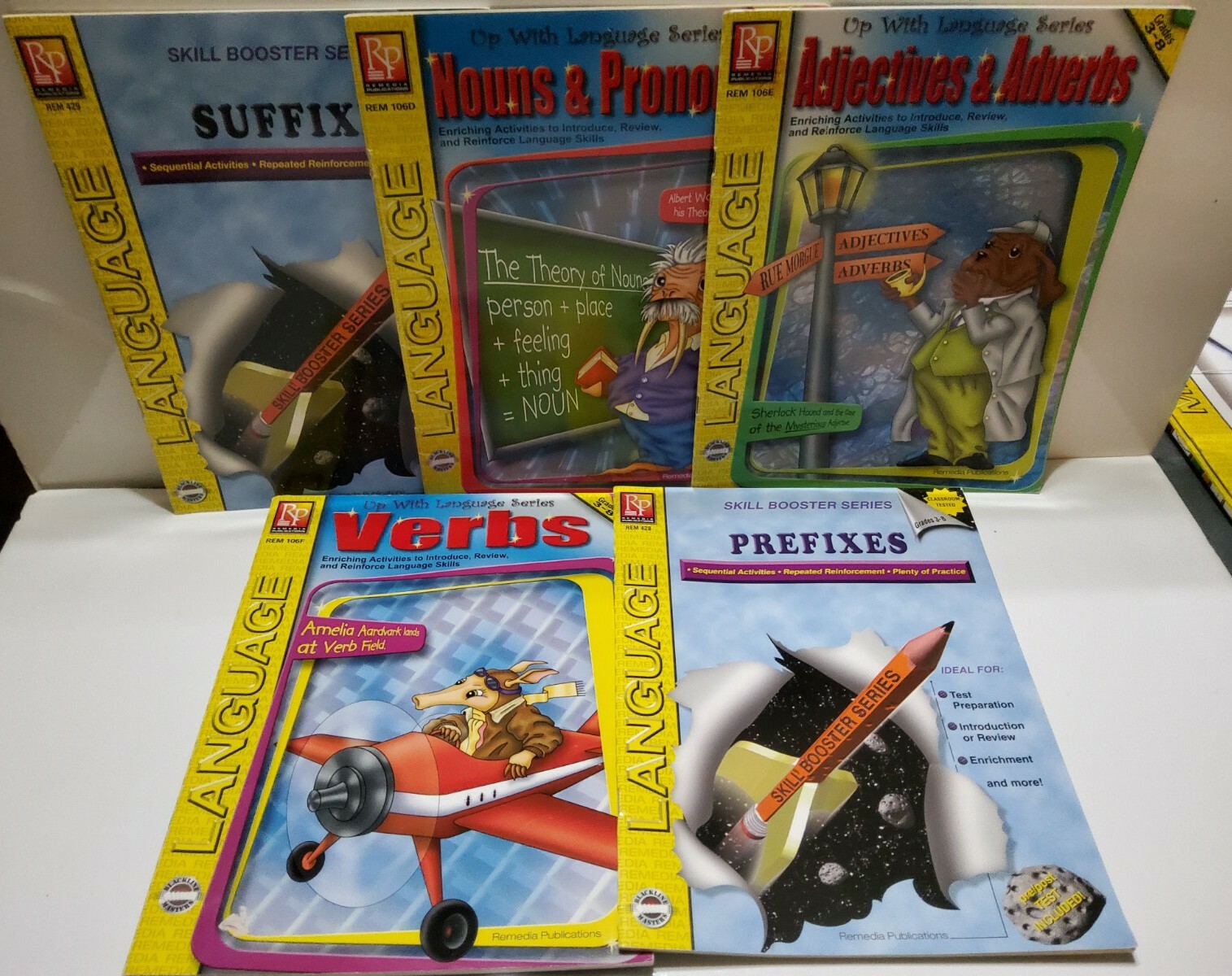 5 SET REMEDIA PUBLICATIONS LANGUAGE WORKBOOKS HOMESCHOOL ENGLISH GRADES 3-8