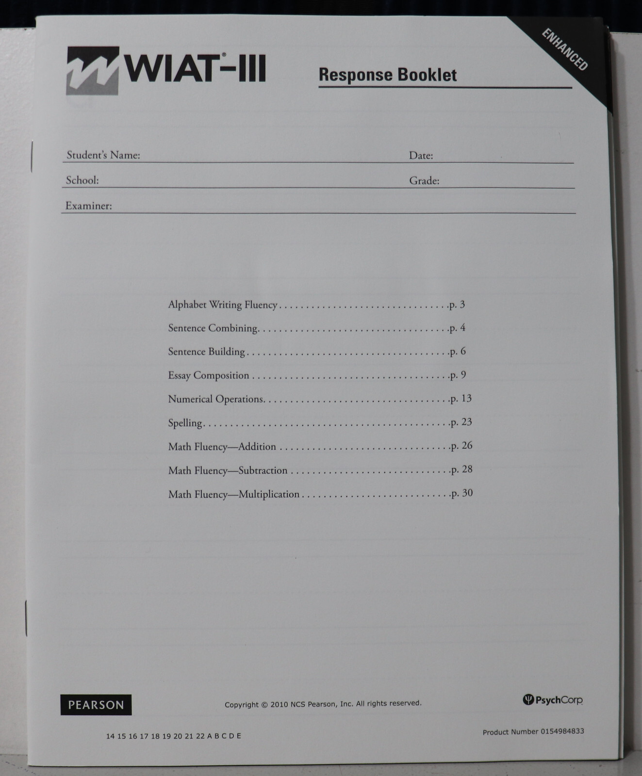 Wechsler Individual Achievement Test Third Edition WIATIII EUC G2U