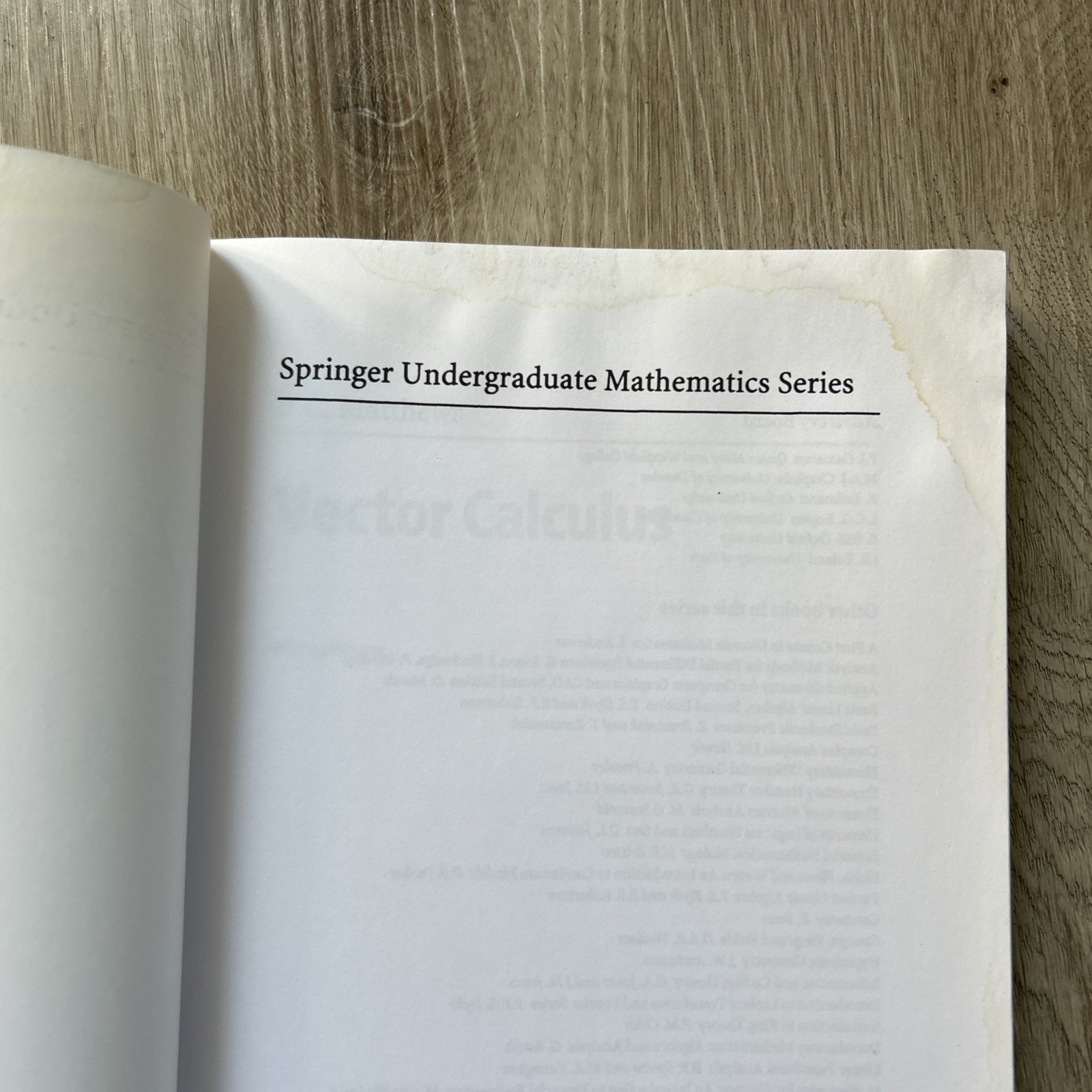 Vector Calculus by P. C. Matthews Springer Mathematics Series 1998 Text Book