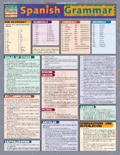 Spanish Grammar (Quickstudy: Academic) – Pamphlet By BarCharts, Inc. – GOOD