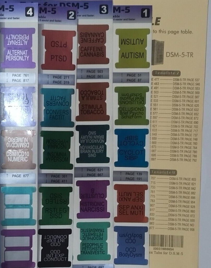 DSM 5 TR Tabs, Index for DSM-5 Diagnostic and Statistical Manual USA STOCK