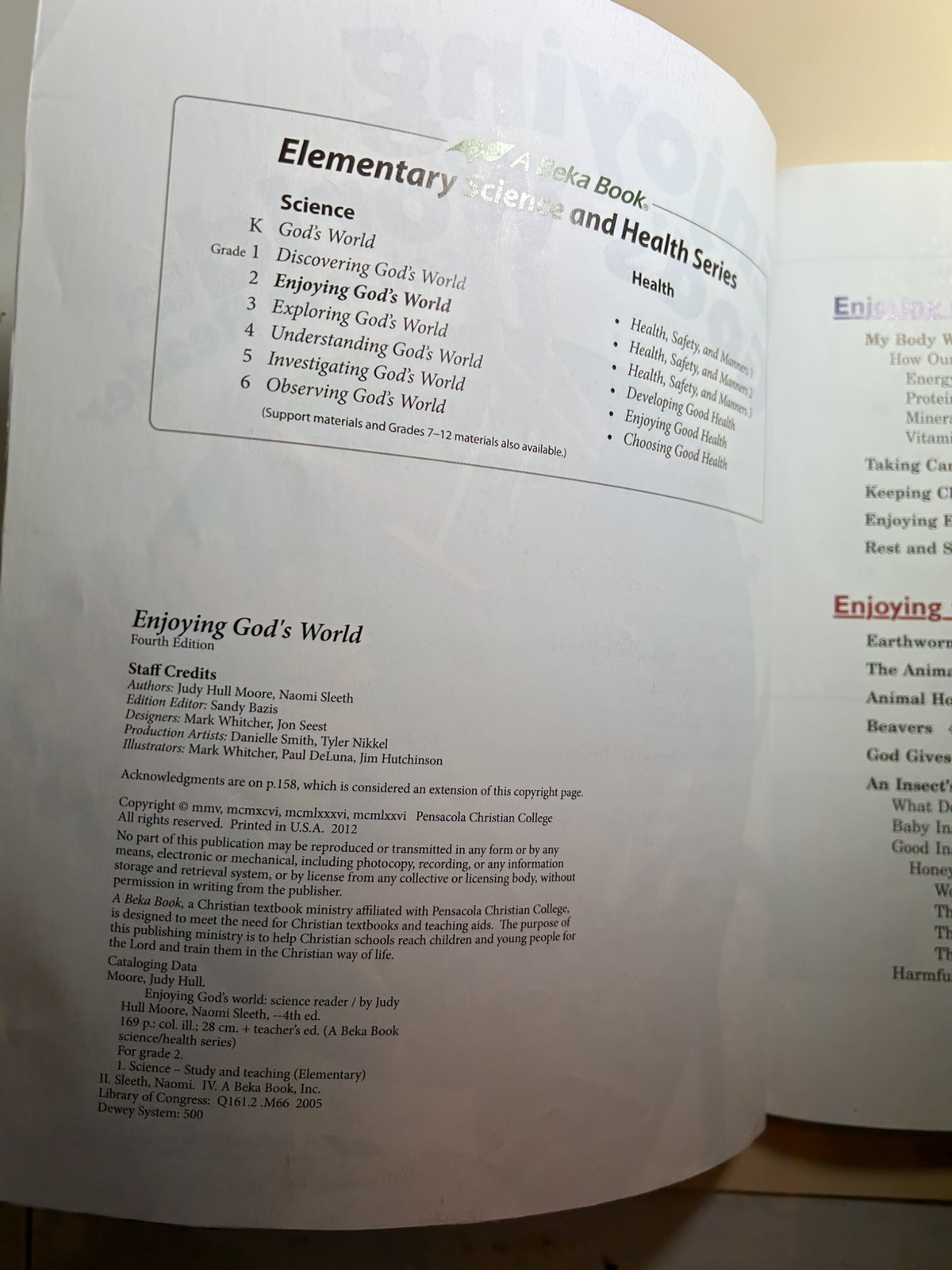 Abeka Enjoying God’s World Science Book 4th Edition Homeschool 2nd Grade