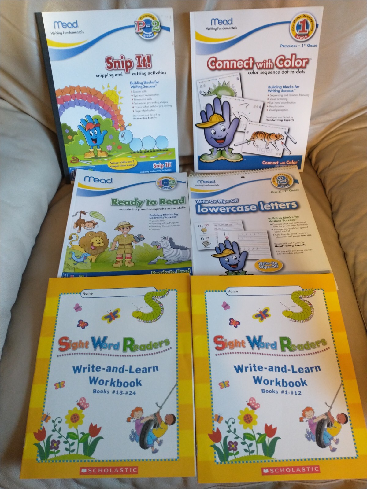 Mead Writing Fundamentals scholastic Sight Word readers lot 6 homeschool prek-1