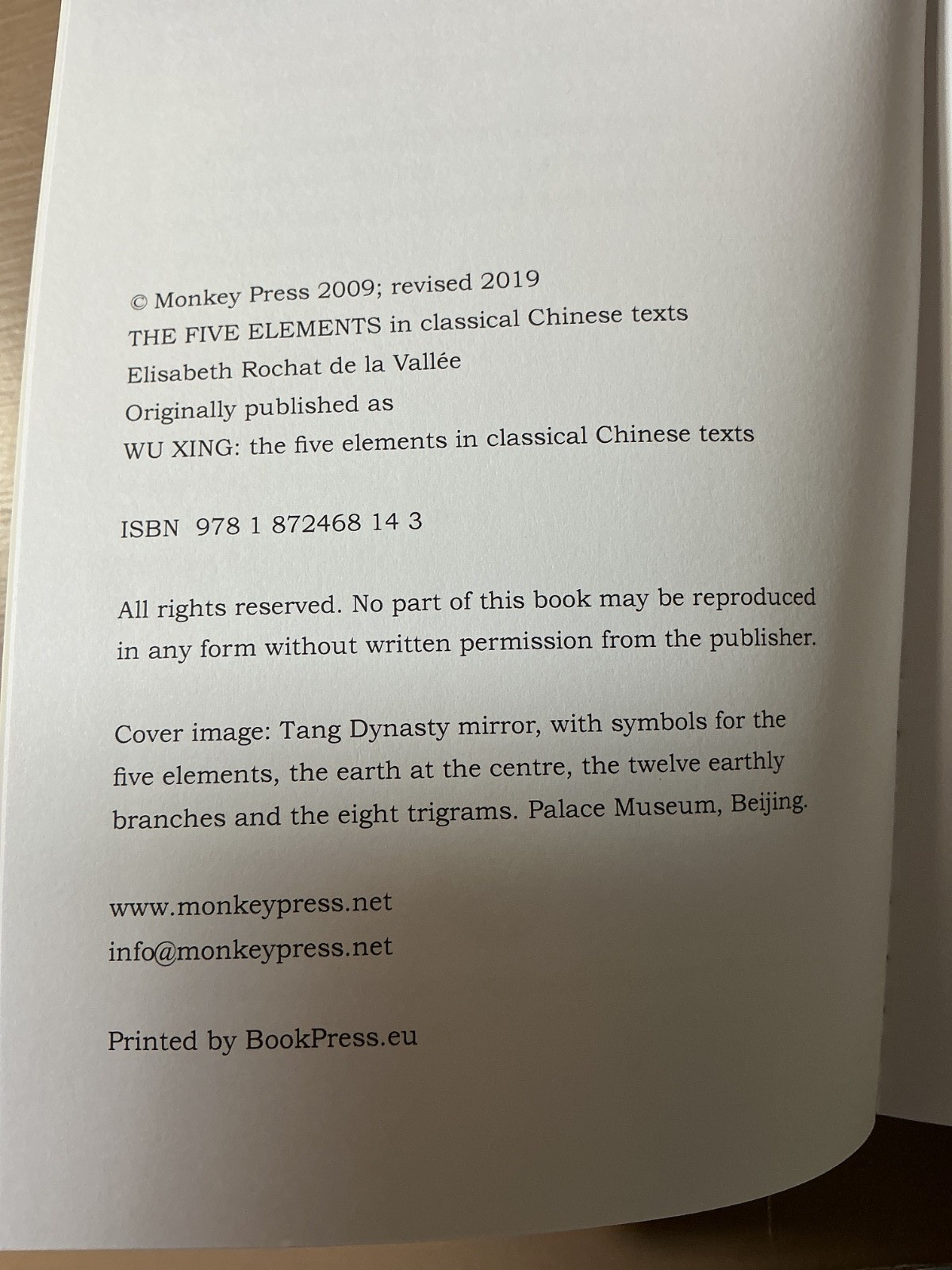 WU XING “The Five Elements” in Classical Texts, Elizabeth De La Valle