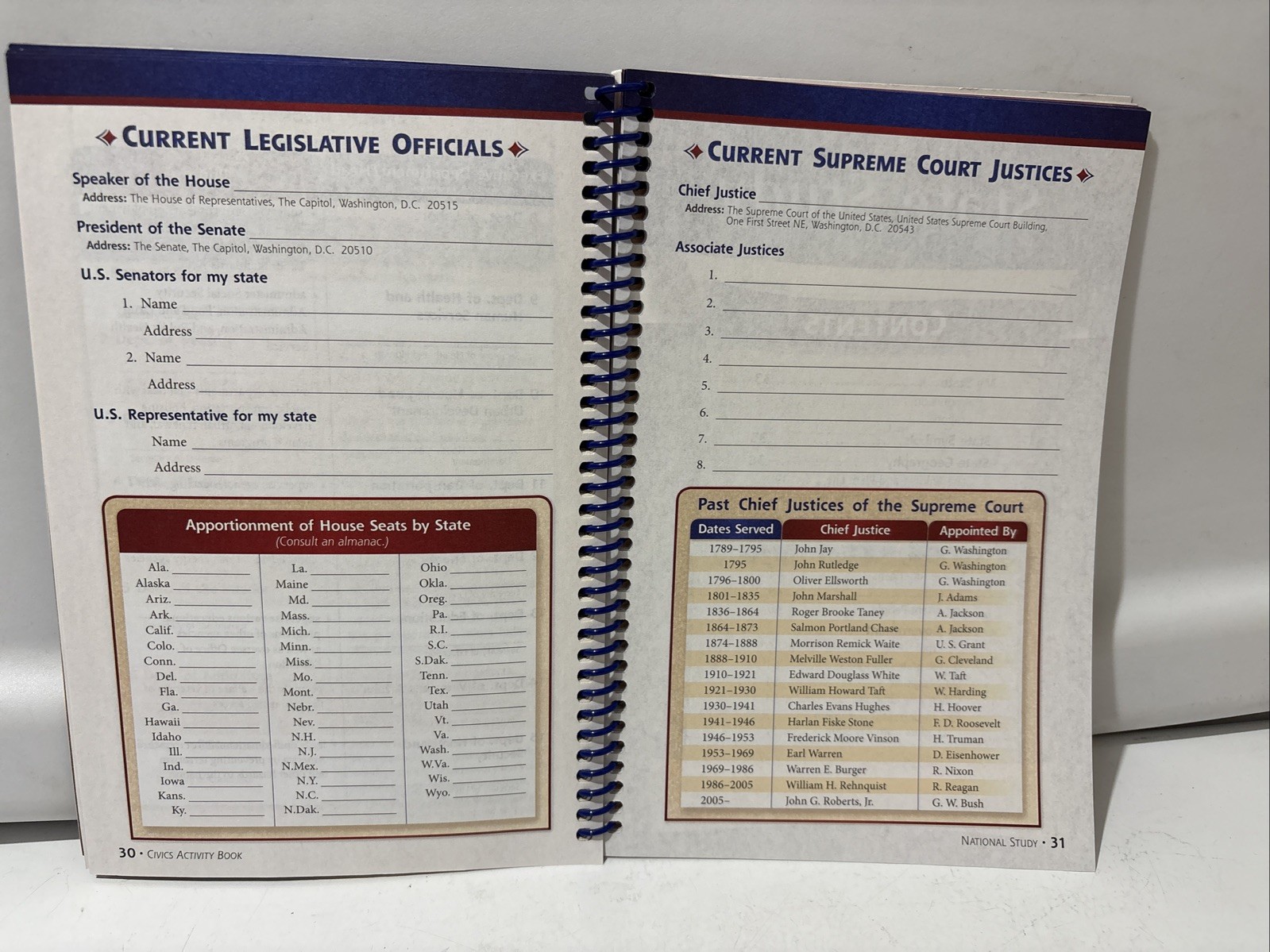 Abeka Civics Activity Book Spiral Bound 2015 One Page Used 8th Grade