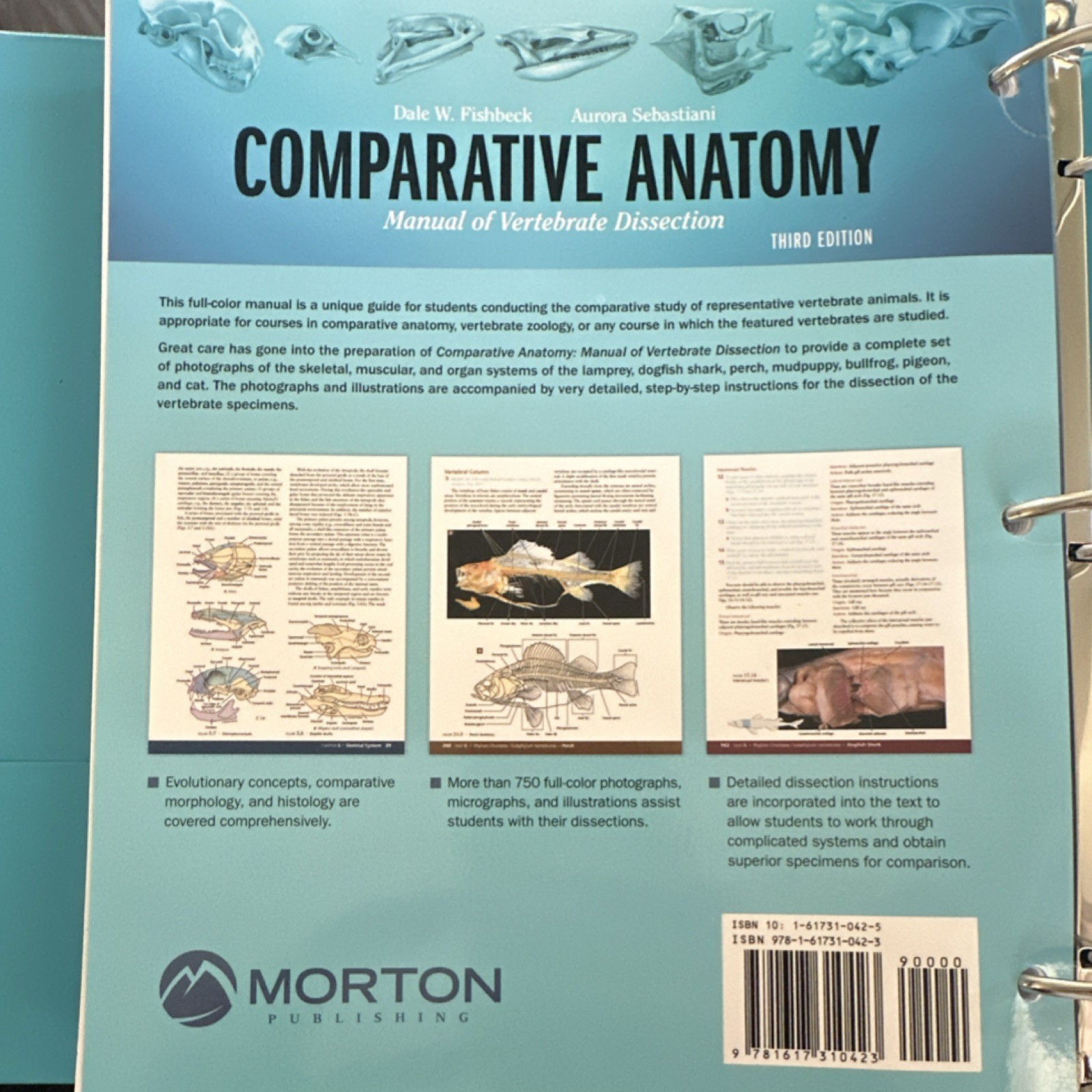 Comparative Anatomy Vertebrate Dissection 3rd Ed. Ringbound, Fishbeck Sebastiani