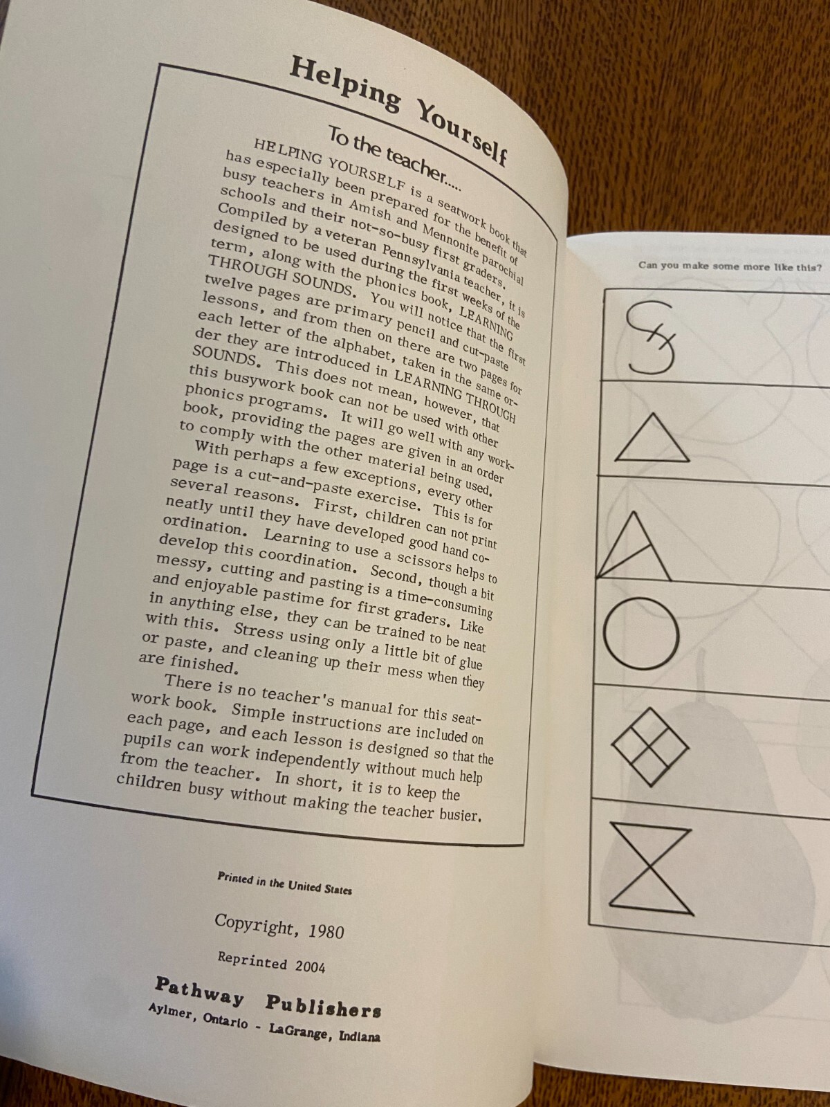 Helping Yourself A Seatwork Book for First Grade Pathway Publishers 2004 88pages