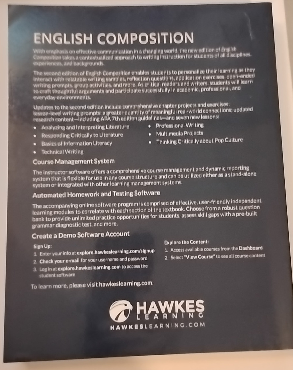 Hawkes English Composition 2nd Ed. ANNOTATED INSTRUCTORS GUIDE-2022-Very Good