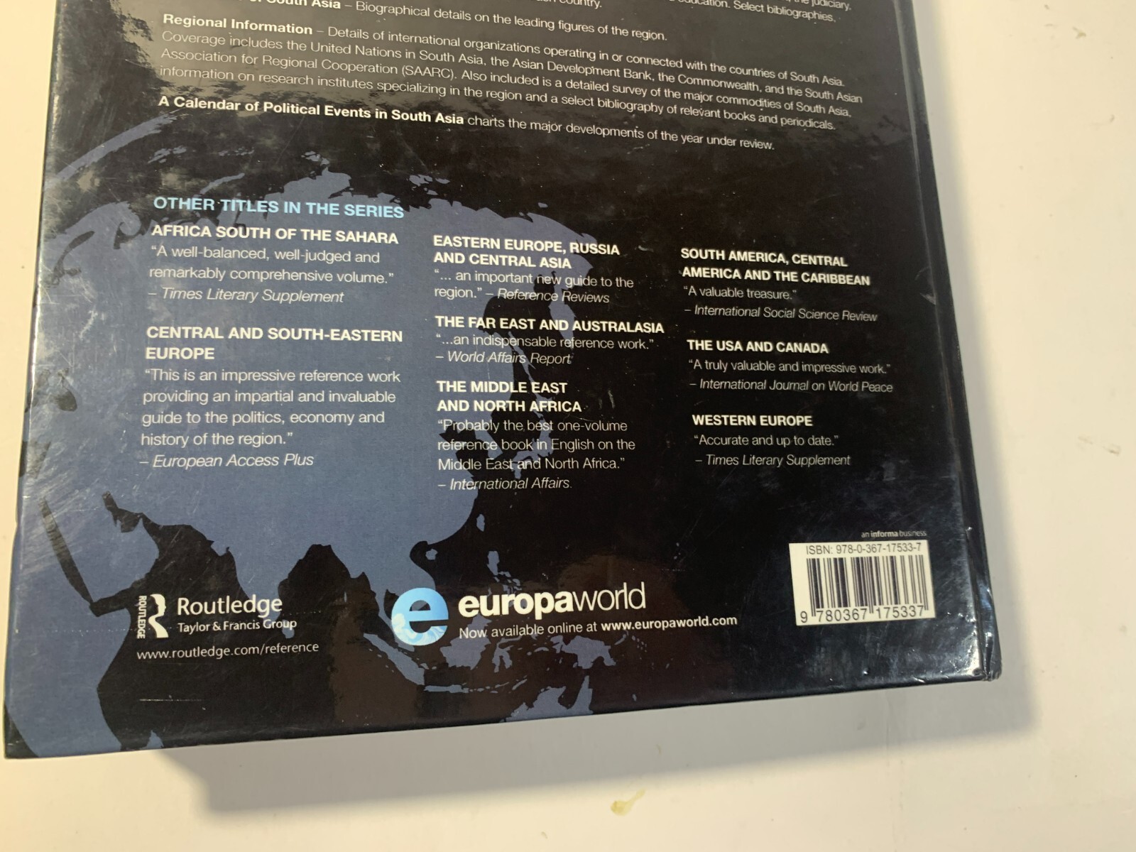 South Asia 2020 by Europa Publications [Hardback, 752 pages, 17th Edition]