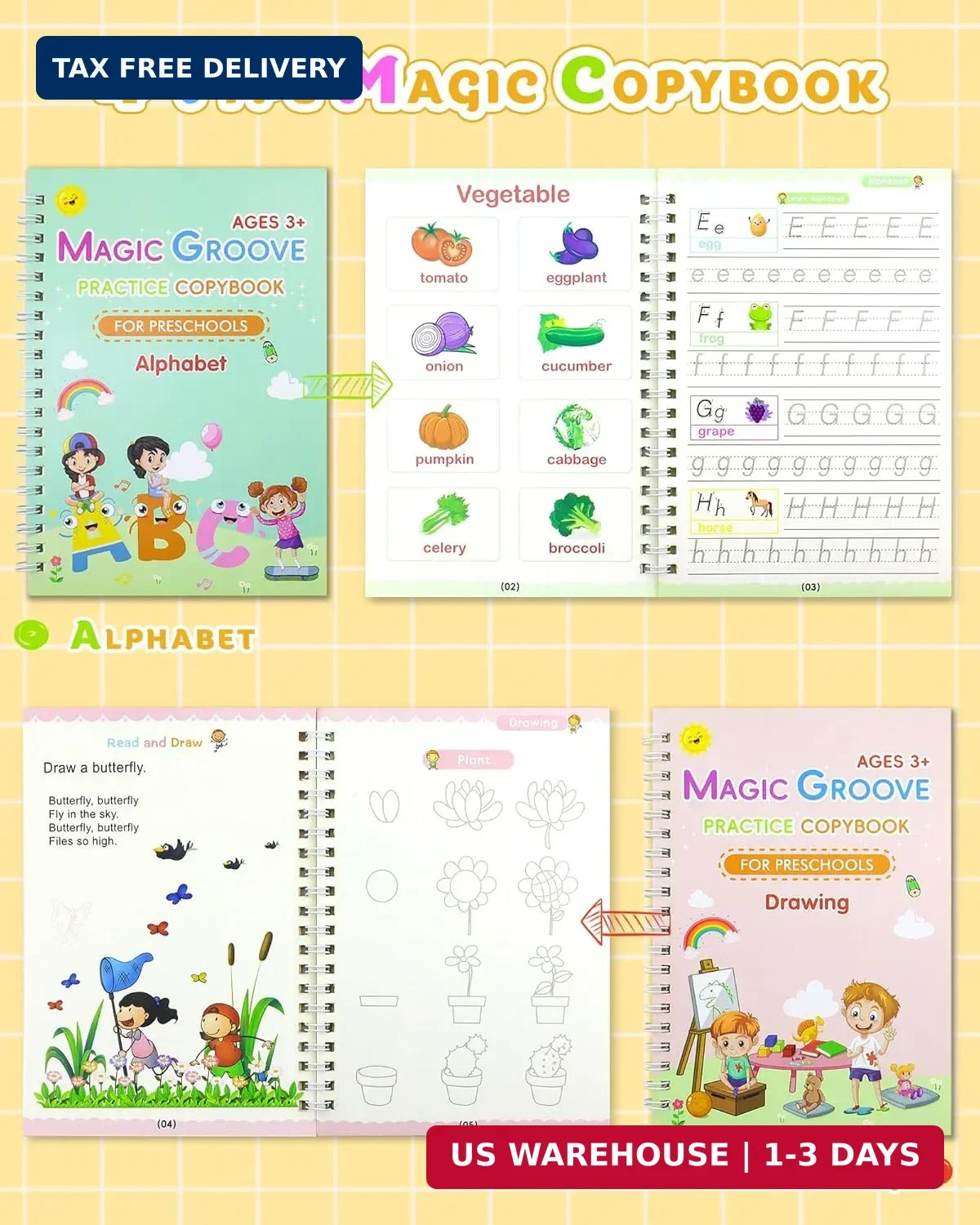 Magic Practice Copybook, Reusable Writing Practice Book, Handwriting Aid for Pre