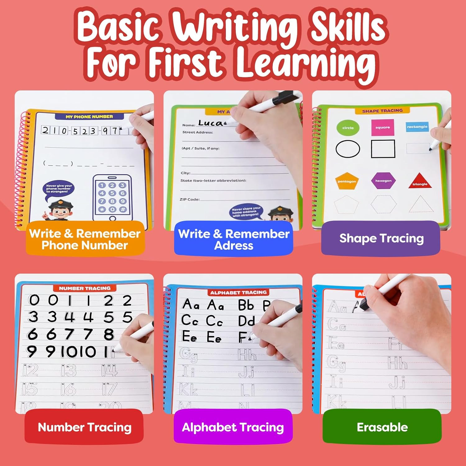 Preschool Workbook Kindergarten Workbooks,Practice Math Writing Shapes Colors Le