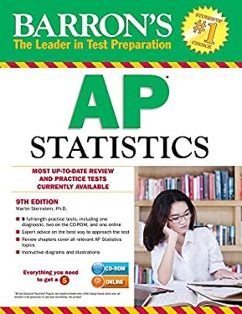 Barron’s AP Statistics with CD-ROM Paperback Martin Sternstein