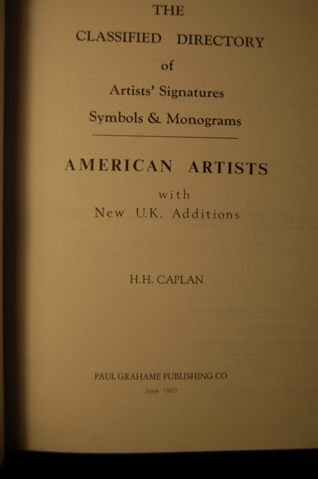 Classified Directory of Artists’ Signatures Symbols Monograms: American Artists