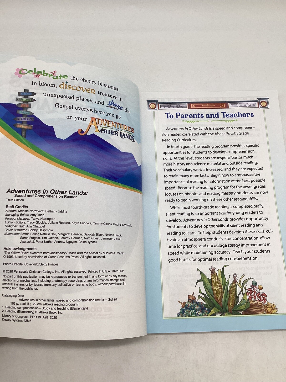 Abeka 4th Grade Speed & Comprehension Reader Adventures In Other Lands-NEW